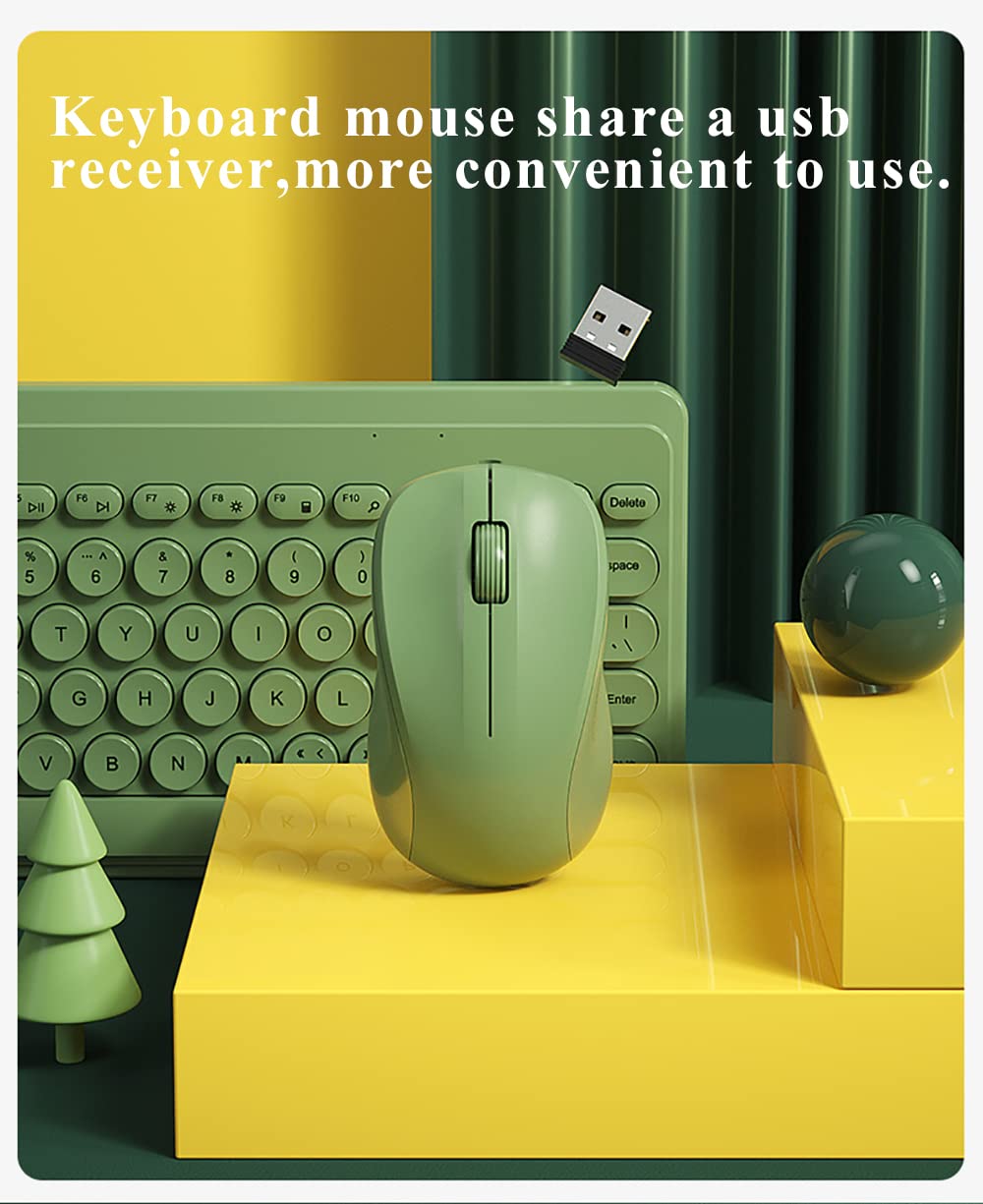 Compact Keyboard Mousecombo,Jieruideng 79 Key Retro Mini Cute Computer Keyboard 2.4G Usb Wireless And Silent Mice Set For Laptop